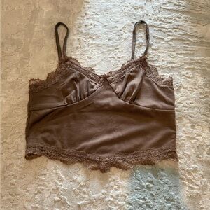 Lace Trim Brown Camisole
